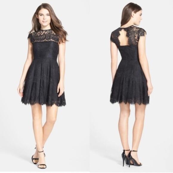 New BB DAKOTA Womens Black Dress Size 4  Open Back Lace Whimsy Goth Party - Picture 2 of 10